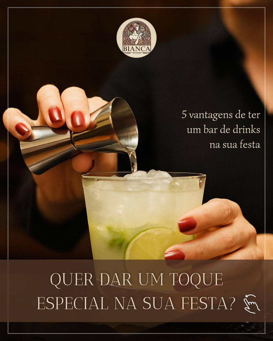 Prévia do projeto Bianca Drinks - Conteúdo para redes sociais