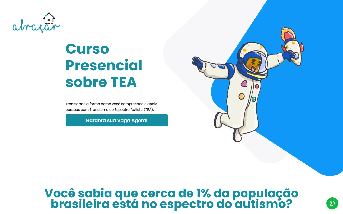 Prévia do projeto Curso sobre TEA - Landing Page para Abraçar Soluções