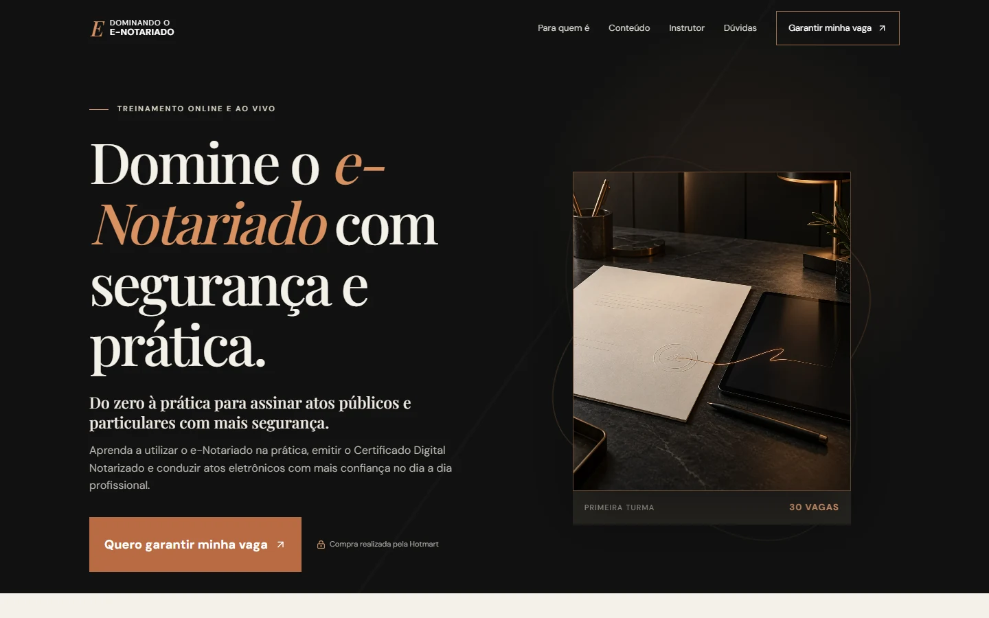 Prévia do projeto Dominando o e-Notariado - Landing Page de Vendas
