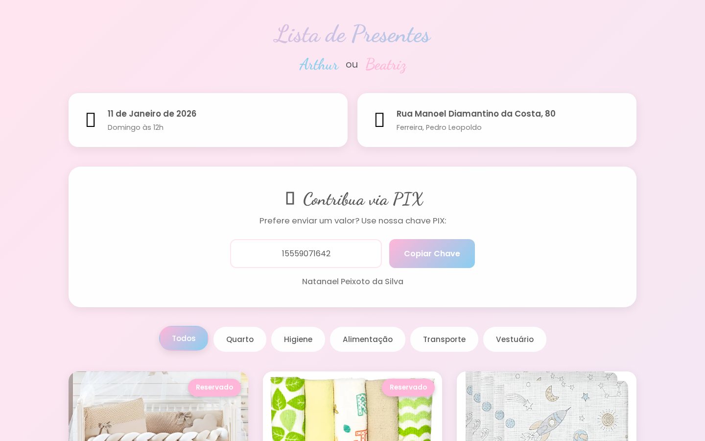 Chá Revelação - Lista de Presentes